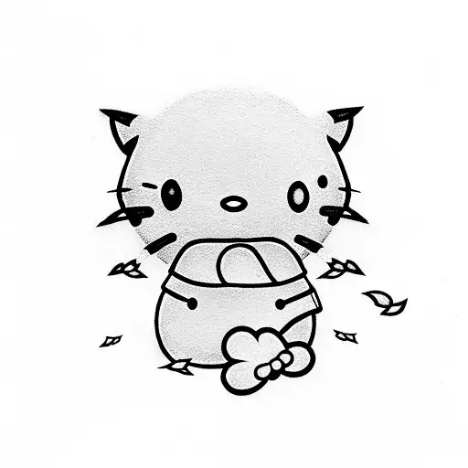 stick and poke hello kitty themed tattoo  tattoo design idea
