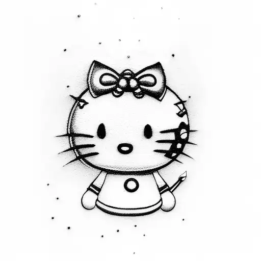 stick and poke hello kitty themed tattoo  tattoo design idea