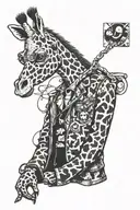 giraffe wearing with Bart Simpson, jacket of Eels first album "beautiful freak" and "chose life" from trainspotting tattoo design idea