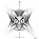 incorporate different passions so a basketball, butterfly, lacrosse stick, cross (god), #1, 03.15 (birthday)  tattoo design idea