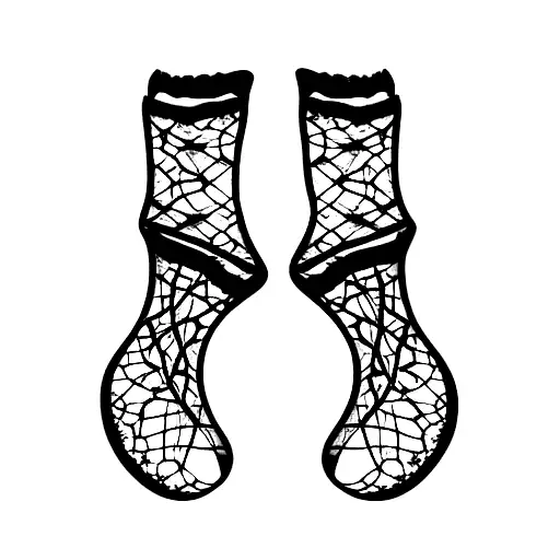 translucent lace socks tattoo design idea