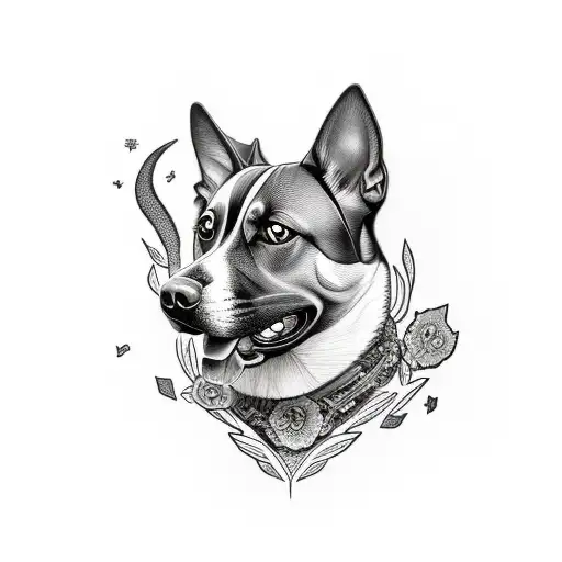 labdrador dog , positive vibes, woods  tattoo design idea