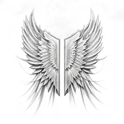 101st airborne, 1938-2021, angel wings, shaded clouds tattoo design idea