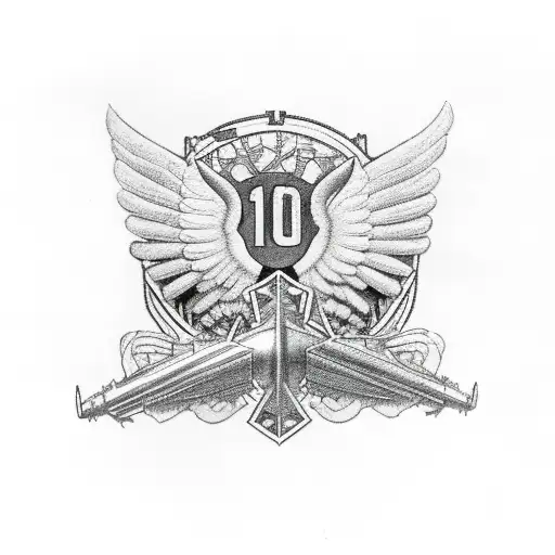 101st airborne logo, 1938-2021, angel wings, shaded clouds tattoo design idea