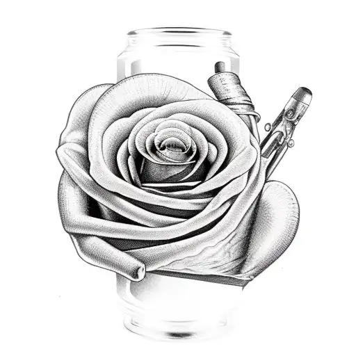 heart wrapped in barbed wire with two hanndguns, roses and bullets tattoo design idea