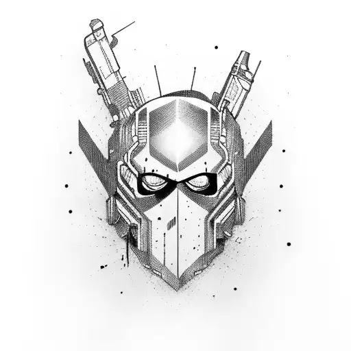 hacker with gangster mask and ak 47 tattoo design idea