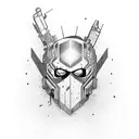 hacker with gangster mask and ak 47 tattoo design idea