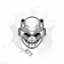 hacker with gangster mask and ak 47 tattoo design idea