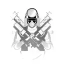 hacker with gangster mask and ak 47 tattoo design idea