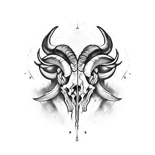 Ram skull diabolical  tattoo design idea