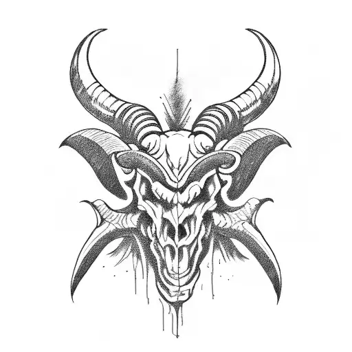 ram skull devil tattoo design idea
