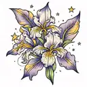 Iris flowers with stars tattoo design idea