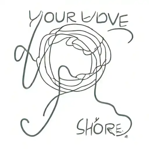 the inscription "your love has no shores" there should be water on the picture tattoo design idea