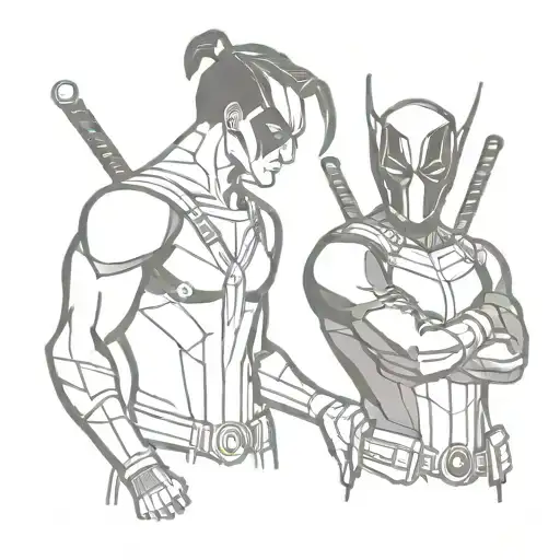 Loki and Deadpool characters together  tattoo design idea