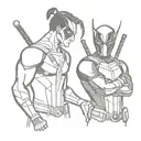 Loki and Deadpool characters together  tattoo design idea