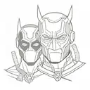 Loki and Deadpool characters together  tattoo design idea