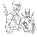 Loki and Deadpool characters together  tattoo design idea