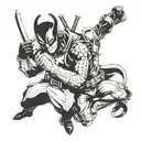 loki and deadpool tattoo design idea