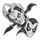 loki and deadpool tattoo design idea