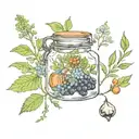 celestial, herbs, potion, crystal, mystical, witchy, herbal, herb leaves, wildflower, poison, potion bottle, berries tattoo design idea