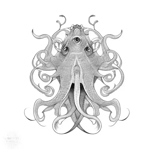 cuttlefish in the sea tattoo design idea
