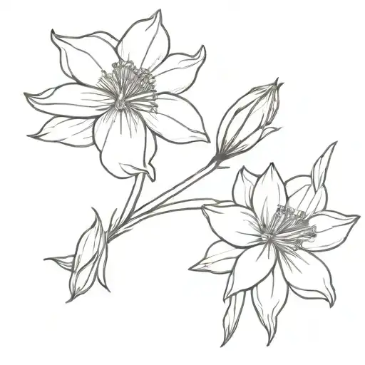 aster and narcissus flower tattoo design idea