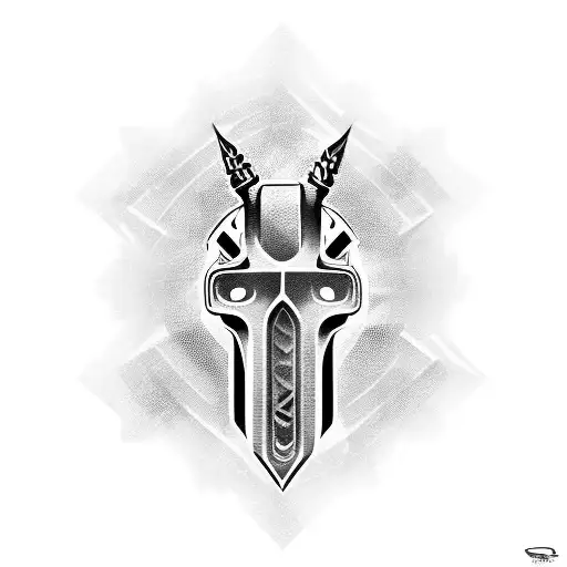 cyber sigilism axe tattoo design idea