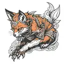 ninja fox sitting tattoo design idea