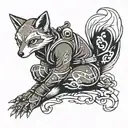 ninja fox sitting tattoo design idea