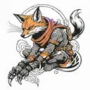 ninja fox sitting tattoo design idea