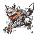 ninja fox sitting tattoo design idea