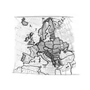 map of western Europe, with a compass pointing from Amsterdam to Valencia  tattoo design idea