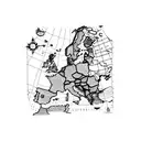map of western Europe, with a compass pointing from Amsterdam to Valencia  tattoo design idea