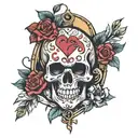 skull and heart tattoo design idea