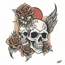 skull and heart tattoo design idea