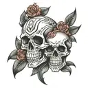 skull and heart tattoo design idea