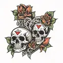 skull and heart tattoo design idea