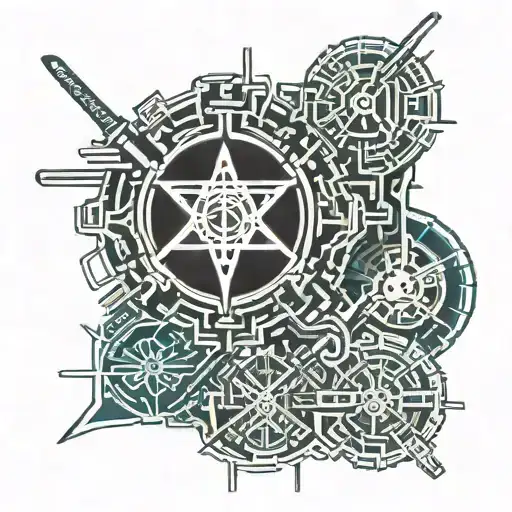 cyberpunk samurai tattoo design idea