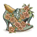 zapato de tacón de mujer con una guadaña saliendo del zapato tattoo design idea