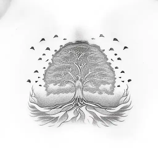 Bodhi tree with names Eva & Bodhi incorporated tattoo design idea