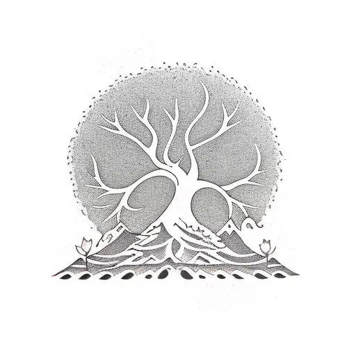 Bodhi tree with names Eva & Bodhi incorporated tattoo design idea