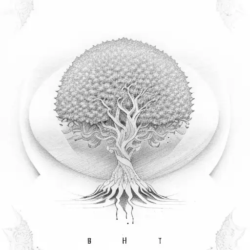 Bodhi tree with names Eva & Bodi incorporated tattoo design idea