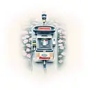Vintage gas pump surrounded by flowers tattoo design idea