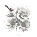 Vintage gas pump surrounded by flowers tattoo design idea