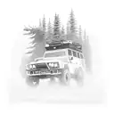 An adventurous overlanding trip with a rugged off-road vehicle tattoo design idea