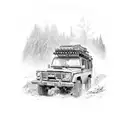 An adventurous overlanding trip with a rugged off-road vehicle tattoo design idea