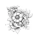 Vintage gas pump surrounded by flowers tattoo design idea