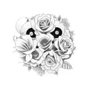 Vintage gas pump surrounded by flowers tattoo design idea