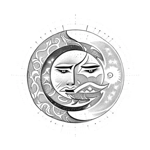 Sun and Moon tattoo design idea