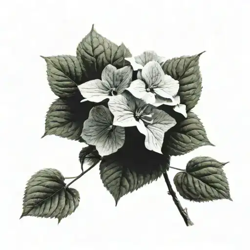 hydrangea flower intertwined tattoo design idea
